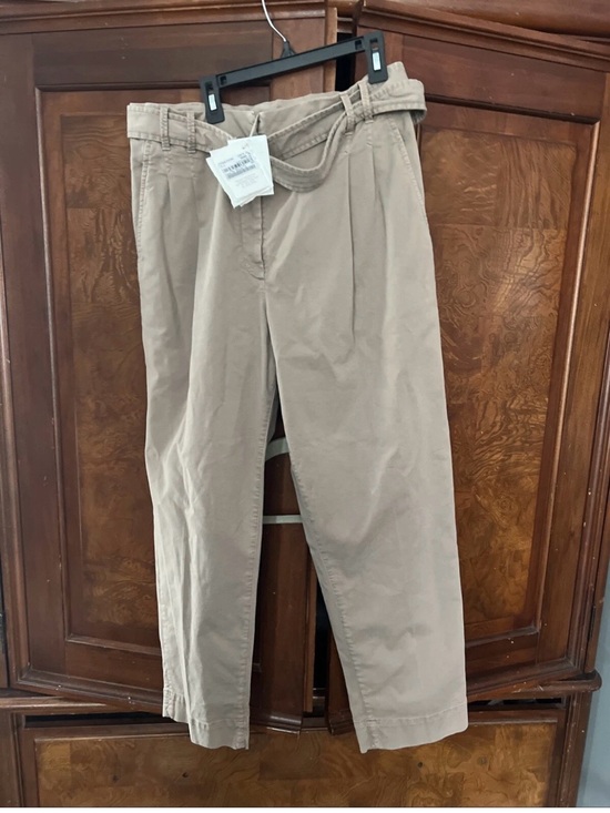 Brunello Cucinelli Pants - Brunello Cucinelli women’s Cotton twill Pleated belted tapered trousers 42/6
